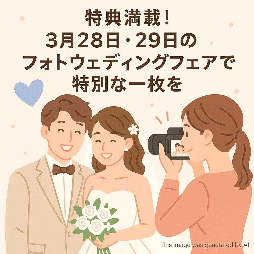 特典満載！3月28日・29日のフォトウェディングフェアで特別な一枚を