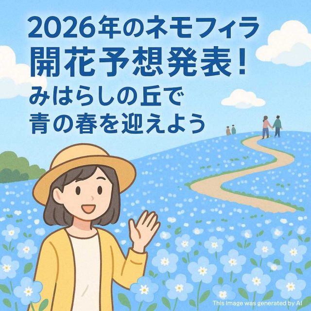 2026年のネモフィラ開花予想発表！みはらしの丘で青の春を迎えよう