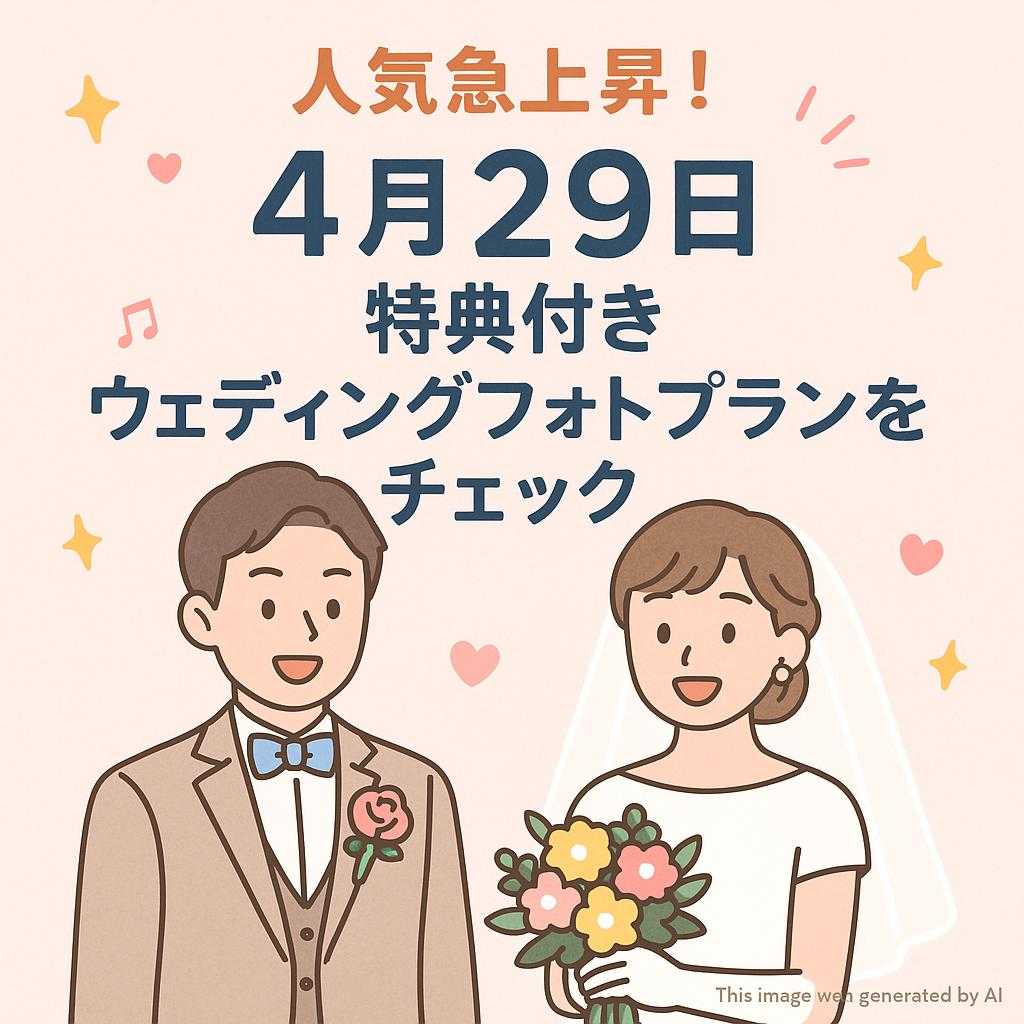 人気急上昇!4月29日の特典付きウェディングフォトプランをチェック