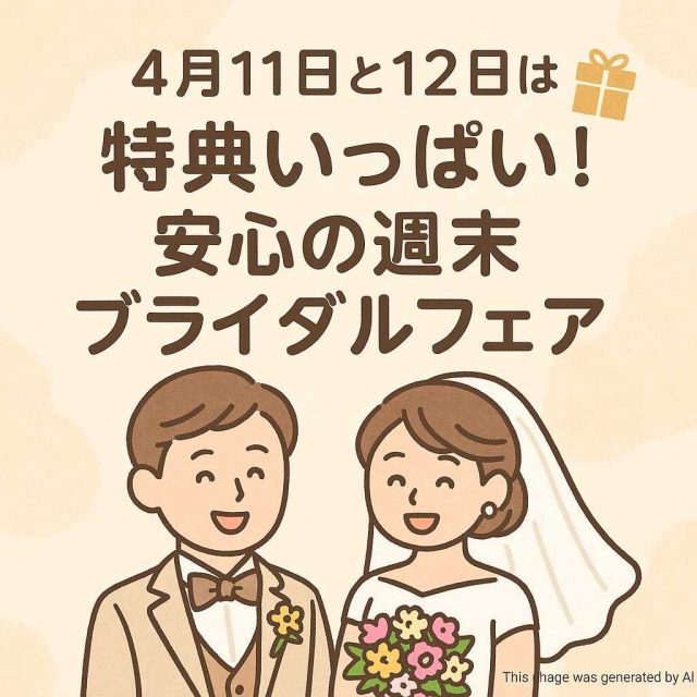 4月11日と12日は特典いっぱい！安心の週末ブライダルフェア