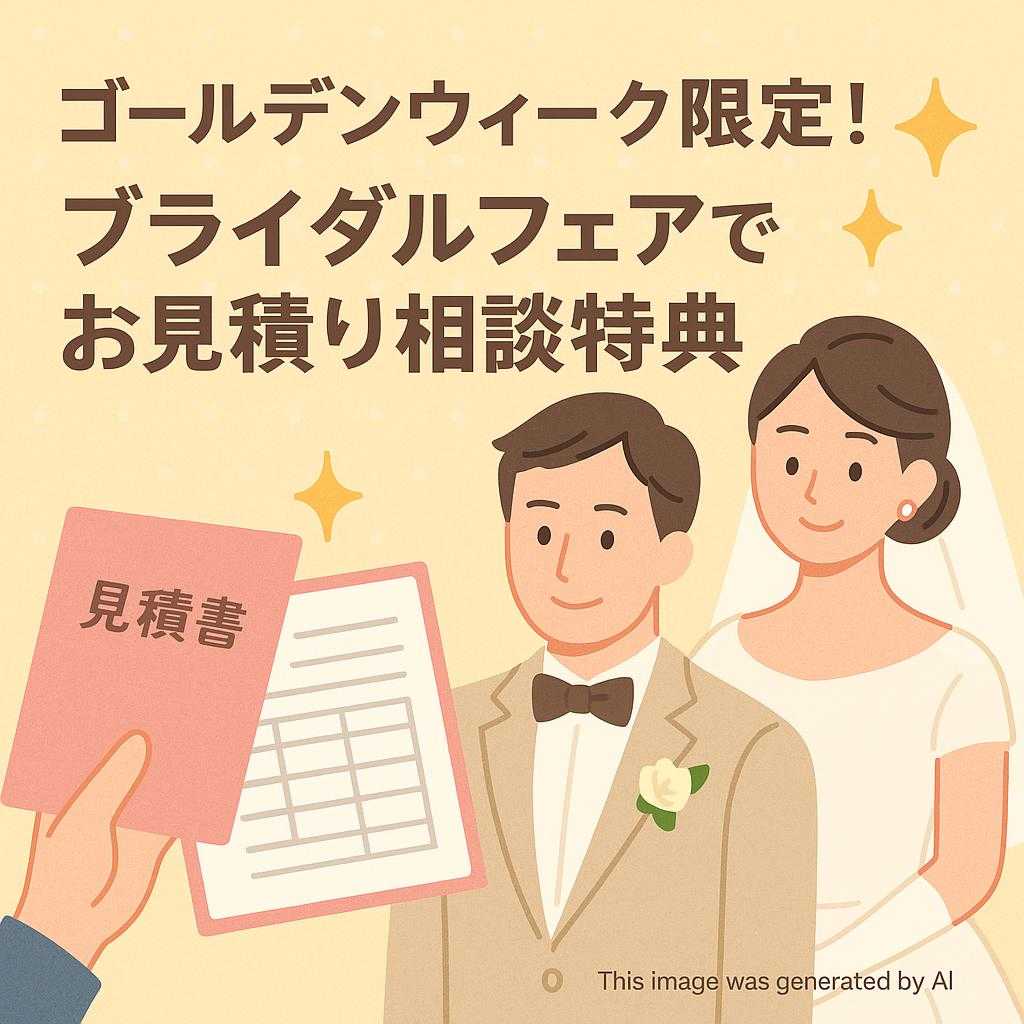 ゴールデンウィーク限定！ブライダルフェアでお見積り相談特典