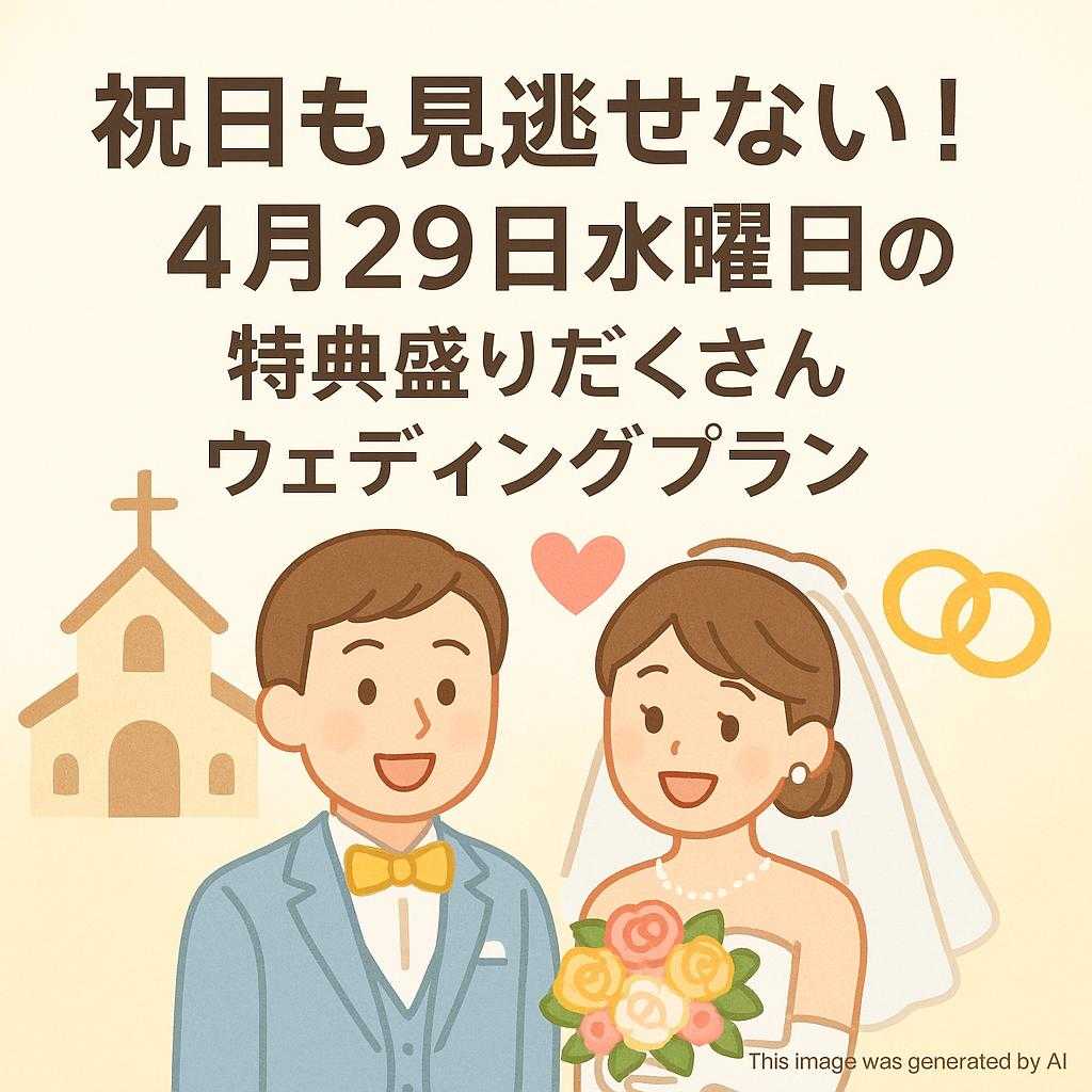 祝日も見逃せない！4月29日水曜日の特典盛りだくさんウェディングプラン