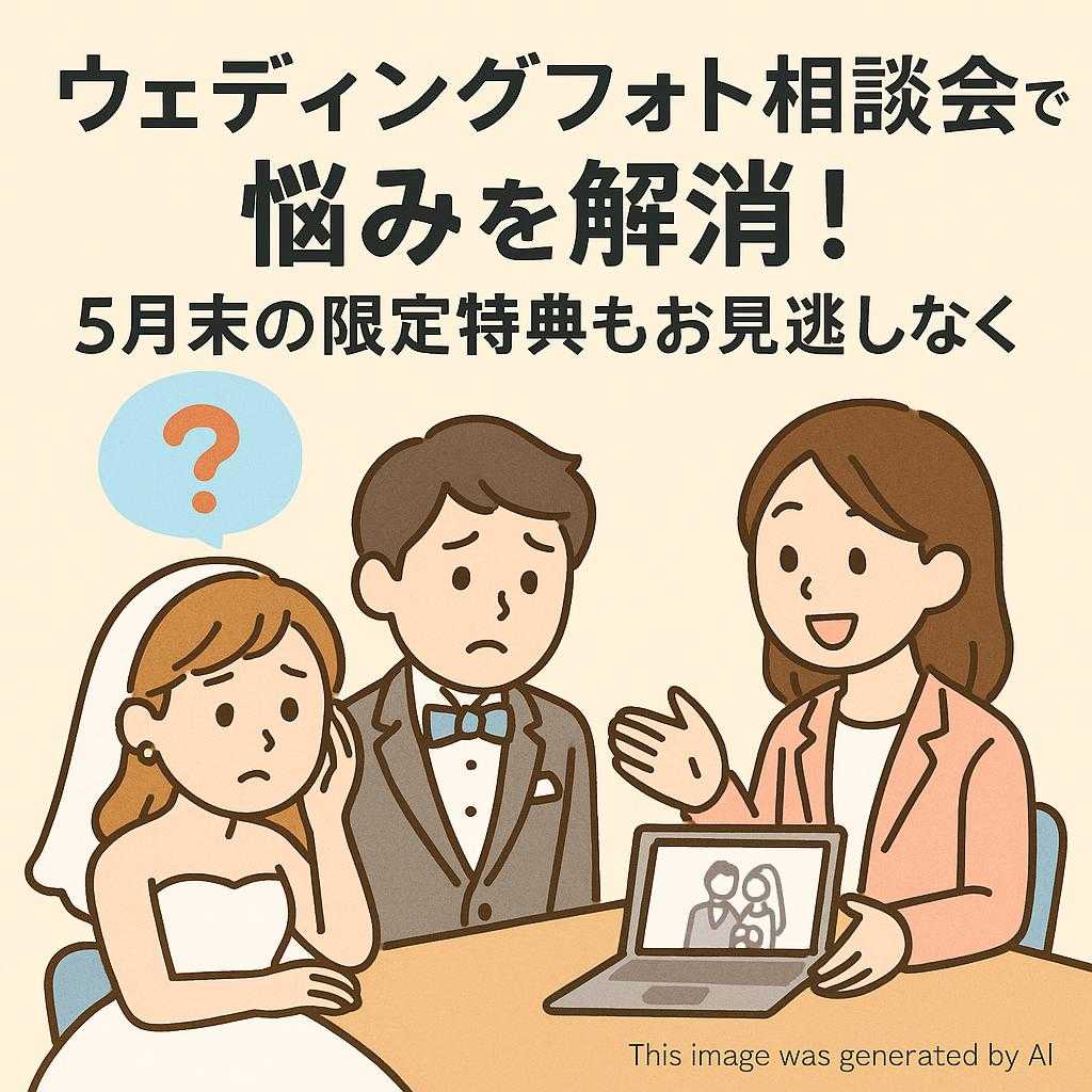 ウェディングフォト相談会で悩みを解消！5月末の限定特典もお見逃しなく