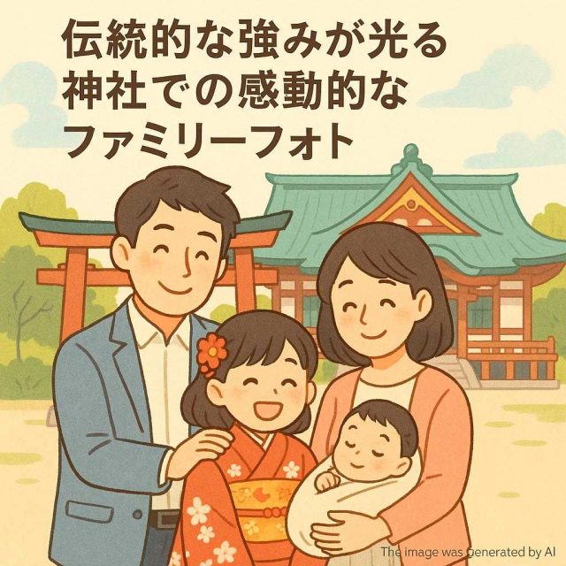 伝統的な強みが光る神社での感動的なファミリーフォト