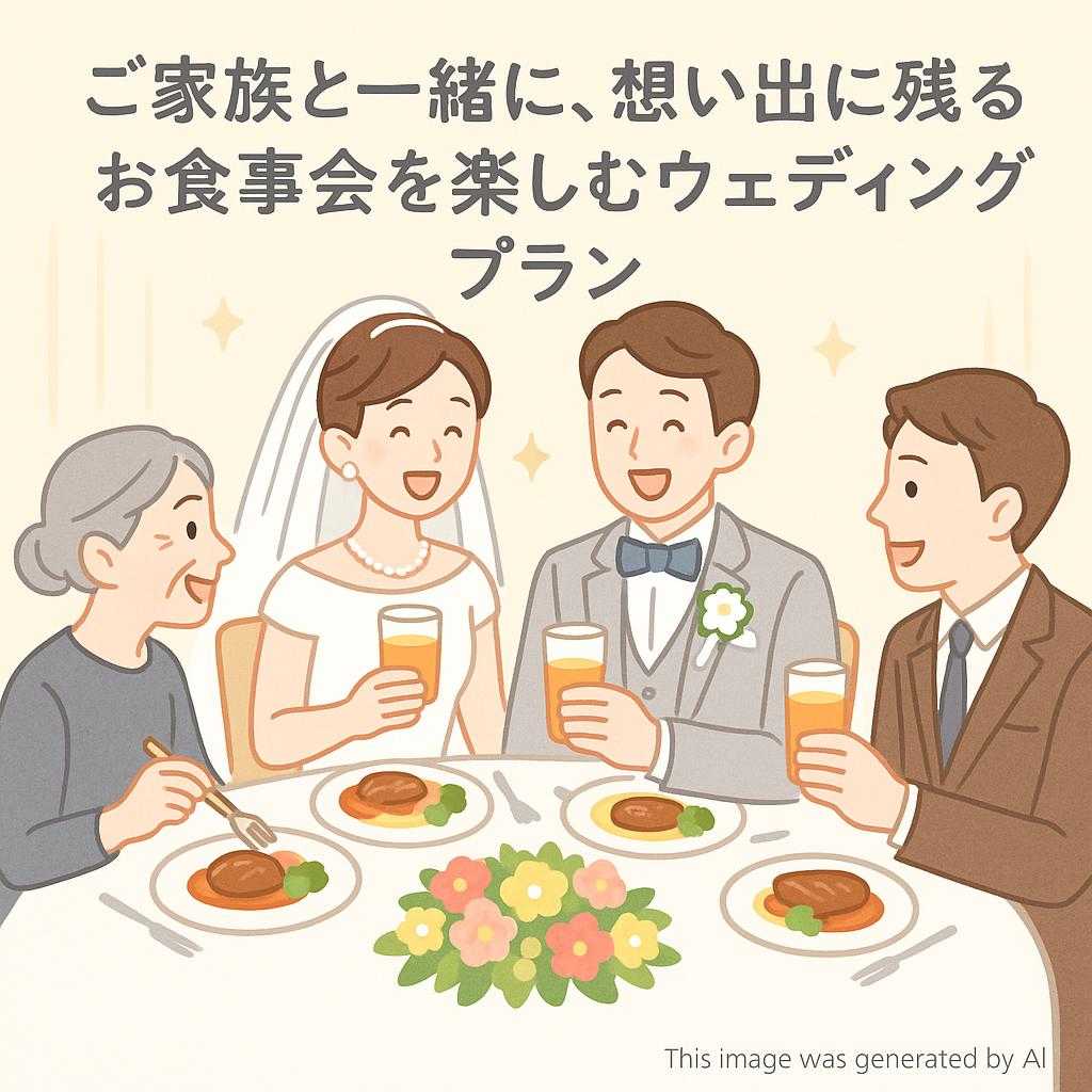 ご家族と一緒に、想い出に残るお食事会を楽しむウェディングプラン