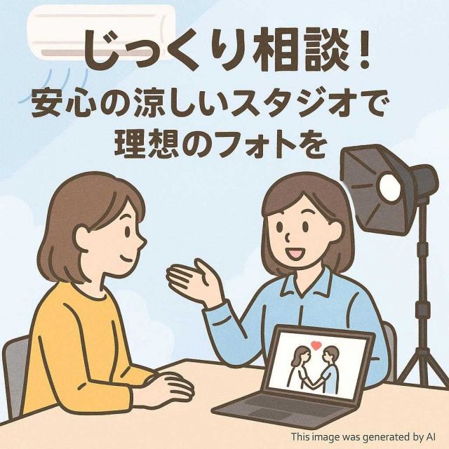 じっくり相談！安心の涼しいスタジオで理想のフォトを