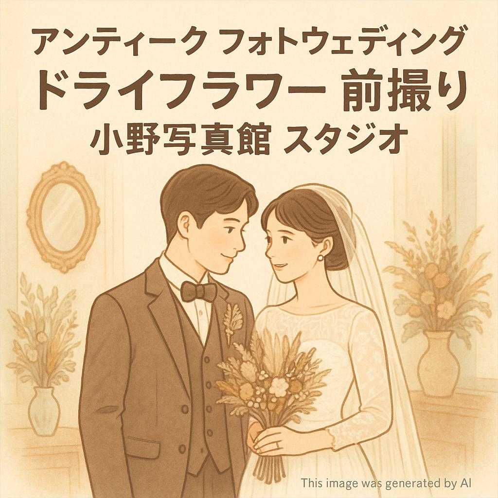 アンティーク フォトウェディング, ドライフラワー 前撮り, 小野写真館 スタジオ