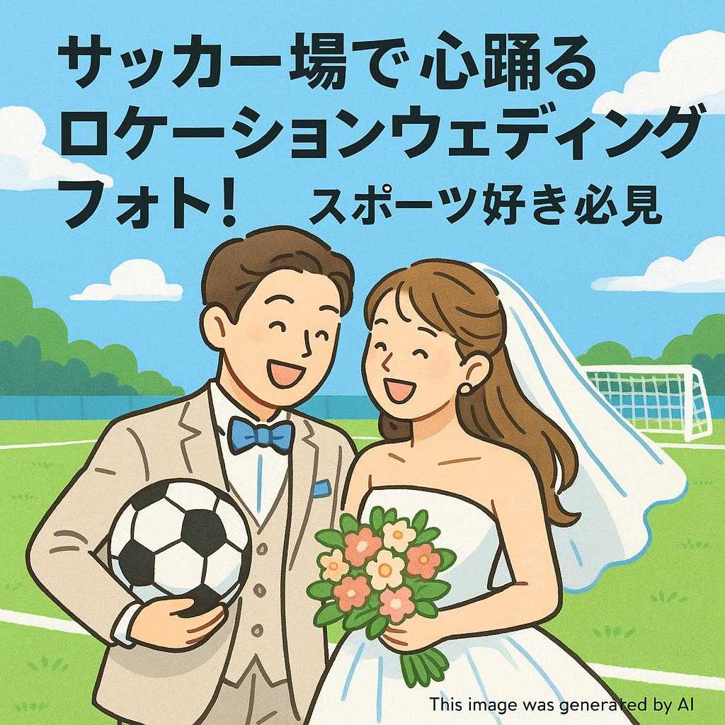 サッカー場で心踊るロケーションウェディングフォト!スポーツ好き必見