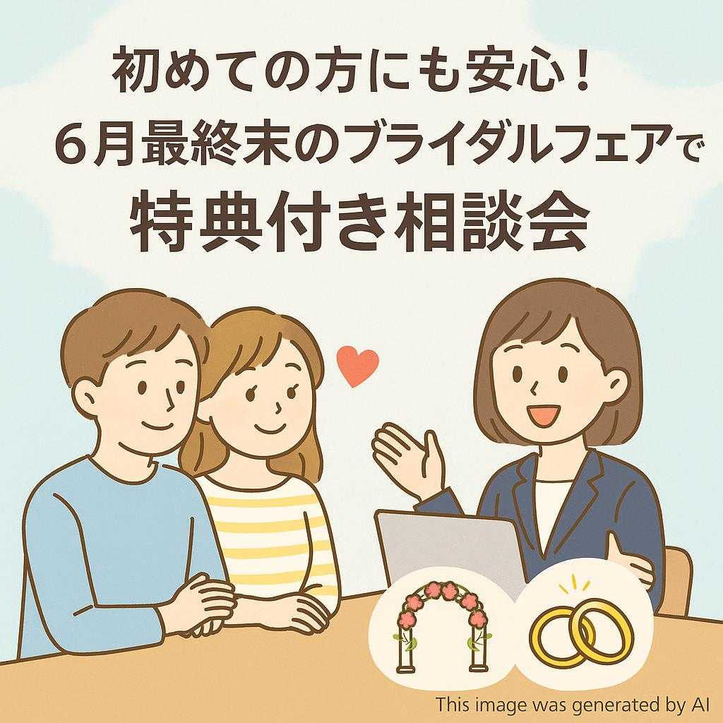 初めての方にも安心！6月最終末のブライダルフェアで特典付き相談会