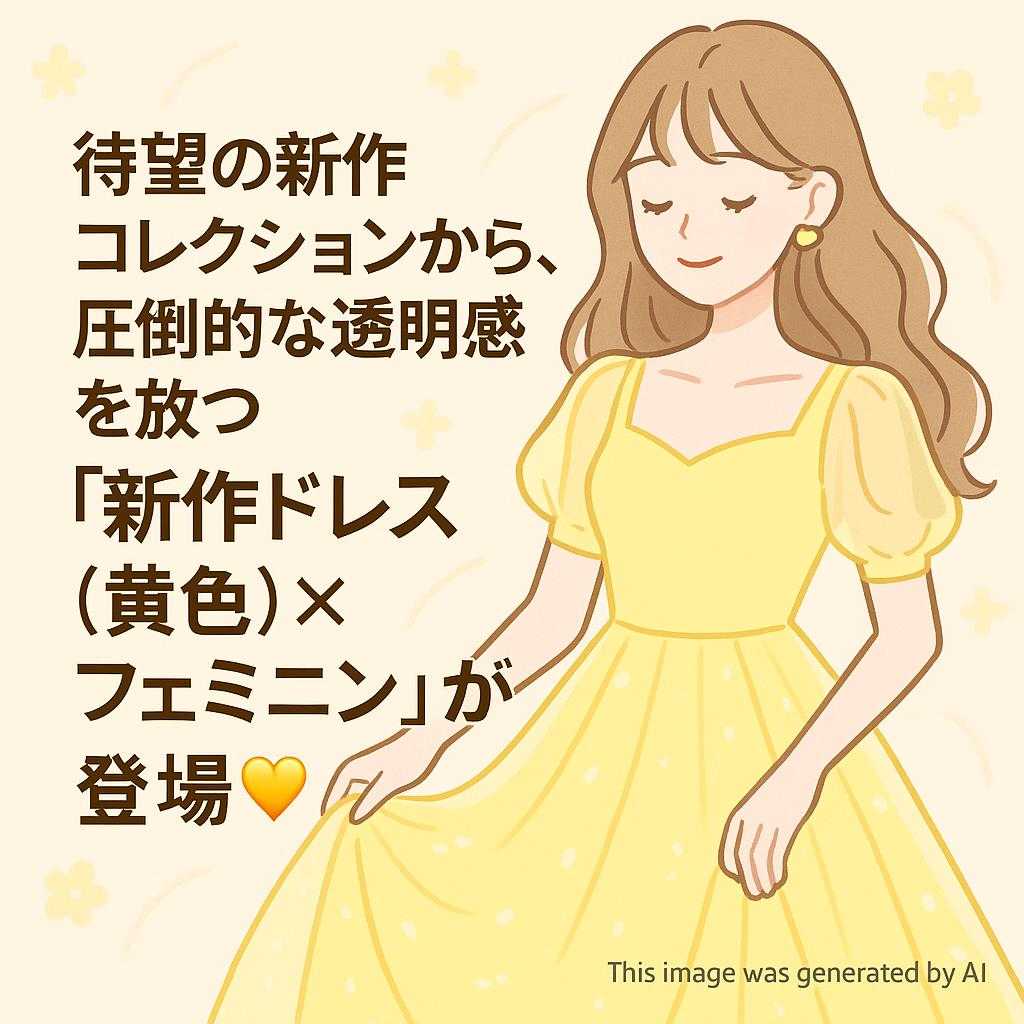 待望の新作コレクションから、 圧倒的な透明感を放つ【新作ドレス(黄色)×フェミニン】が登場💛
