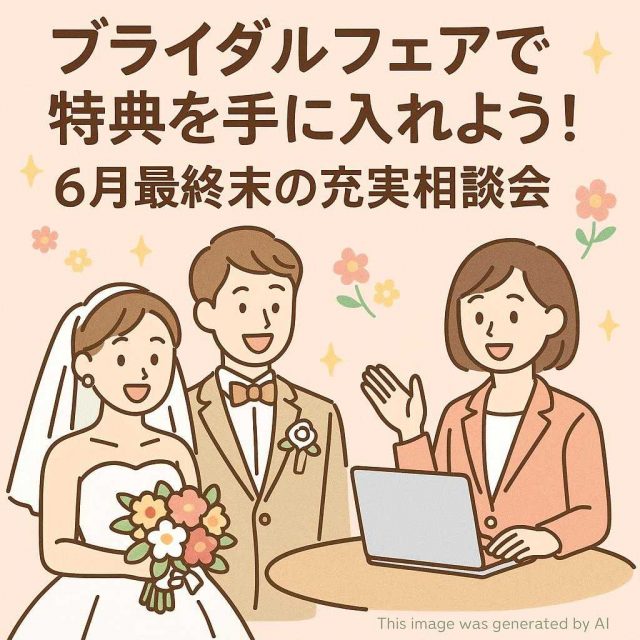 ブライダルフェアで特典を手に入れよう！6月最終末の充実相談会