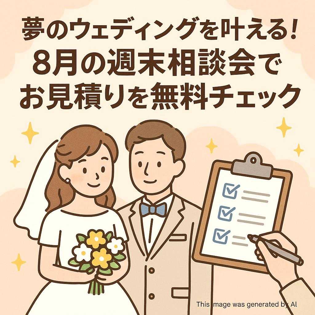 夢のウェディングを叶える!8月の週末相談会でお見積りを無料チェック