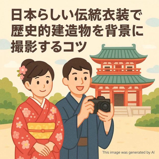 日本らしい伝統衣装で歴史的建造物を背景に撮影するコツ