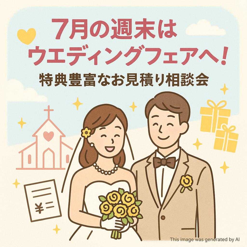 7月の週末はウェディングフェアへ!特典豊富なお見積り相談会