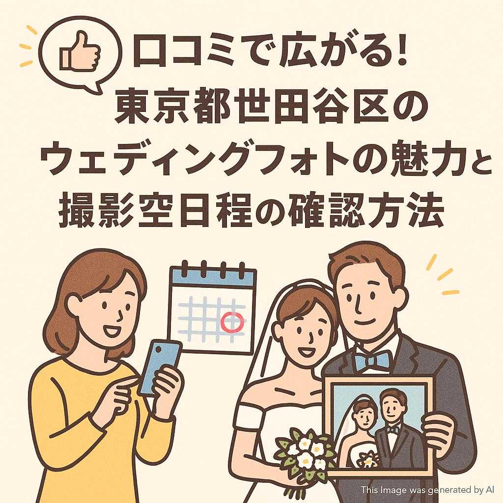 口コミで広がる!東京都世田谷区のウェディングフォトの魅力と撮影空日程の確認方法