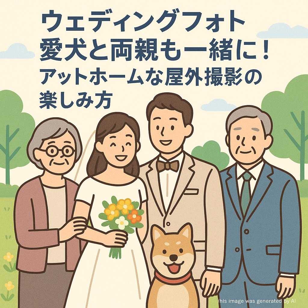 ウェディングフォト愛犬と両親も一緒に！アットホームな屋外撮影の楽しみ方