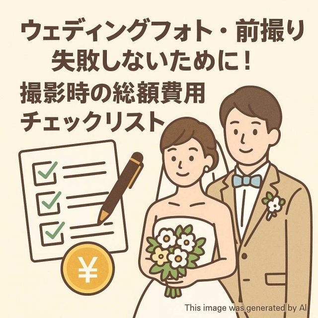 ウェディングフォト・前撮り失敗しないために！撮影時の総額費用チェックリスト