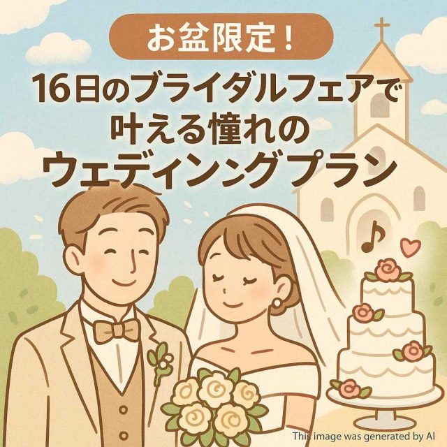 お盆限定！16日のブライダルフェアで叶える憧れのウェディングプラン