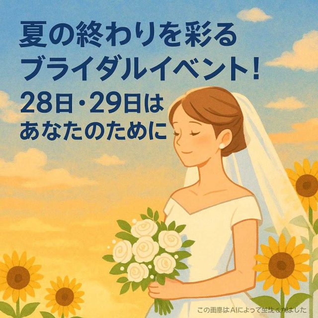 夏の終わりを彩るブライダルイベント！28日・29日はあなたのために