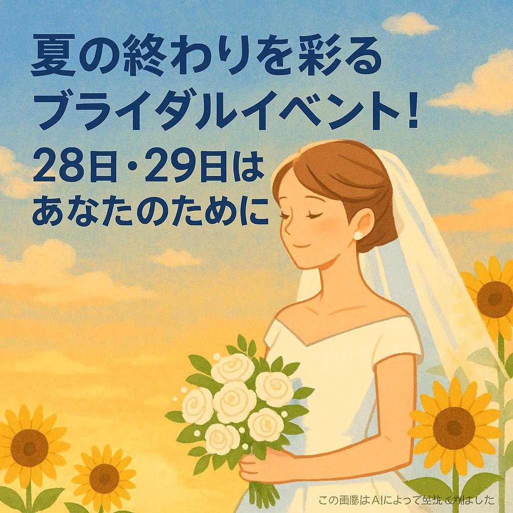 夏の終わりを彩るブライダルイベント！28日・29日はあなたのために