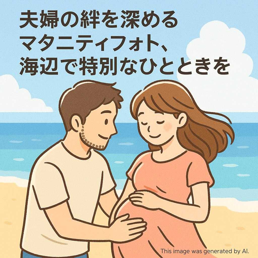 夫婦の絆を深めるマタニティフォト、海辺で特別なひとときを