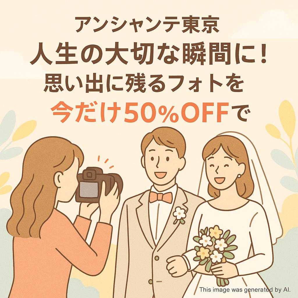 アンシャンテ東京人生の大切な瞬間に！思い出に残るフォトを今だけ50%OFFで