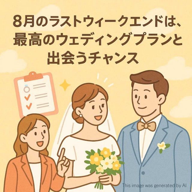８月のラストウィークエンドは、最高のウェディングプランと出会うチャンス