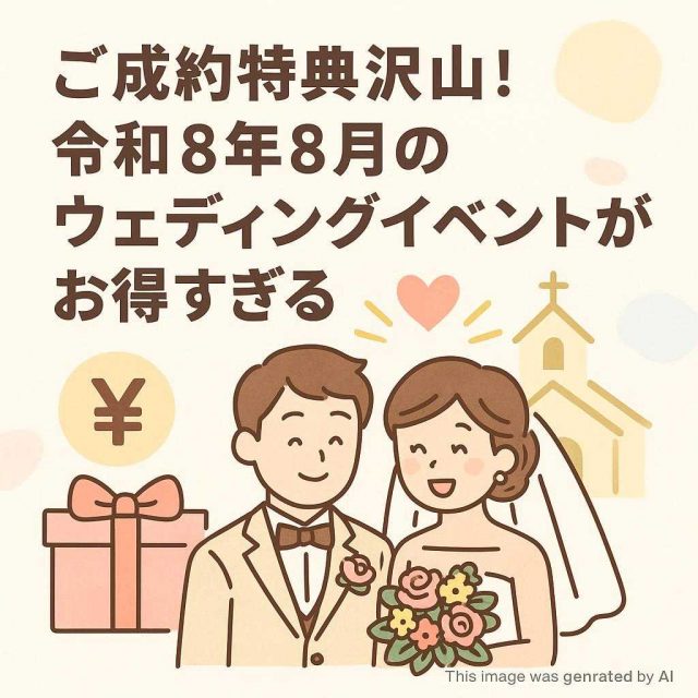 ご成約特典沢山！令和8年8月のウェディングイベントがお得すぎる