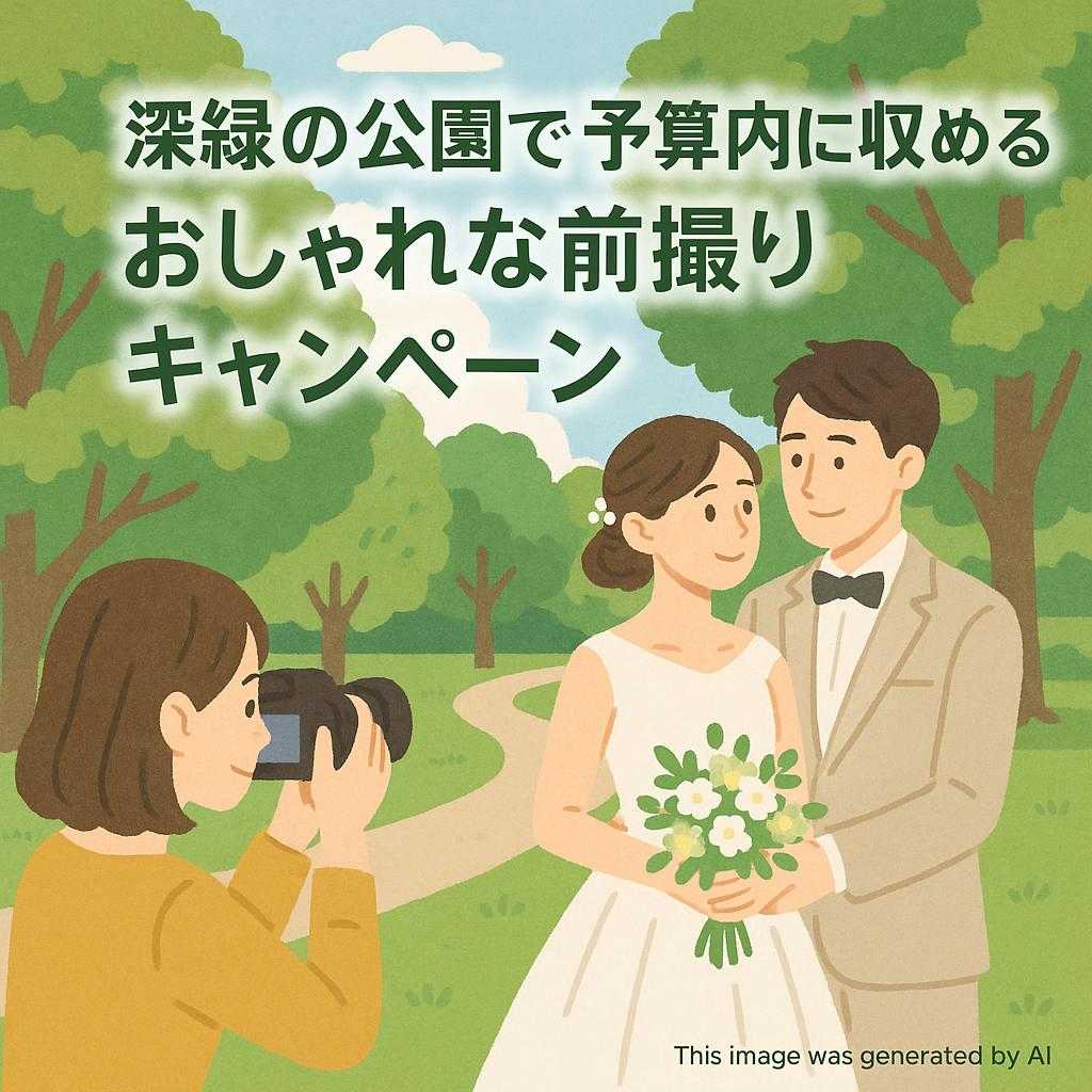 深緑の公園で予算内に収めるおしゃれな前撮りキャンペーン