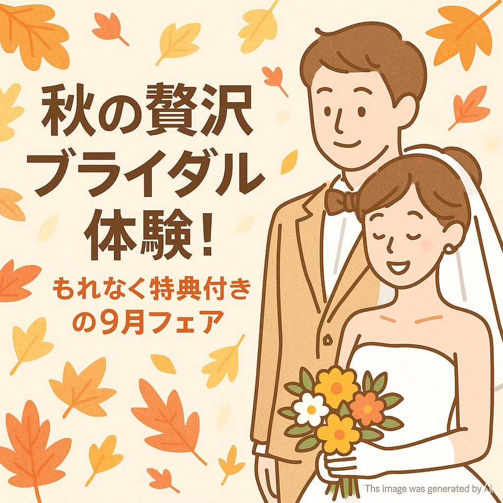 秋の贅沢ブライダル体験!もれなく特典付きの9月フェア