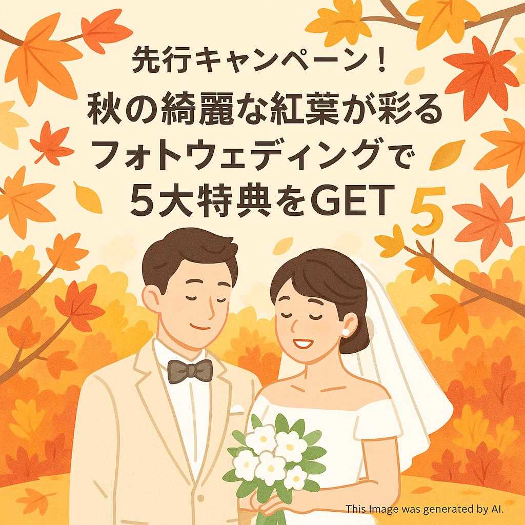 先行キャンペーン！秋の綺麗な紅葉が彩るフォトウェディングで5大特典をGET
