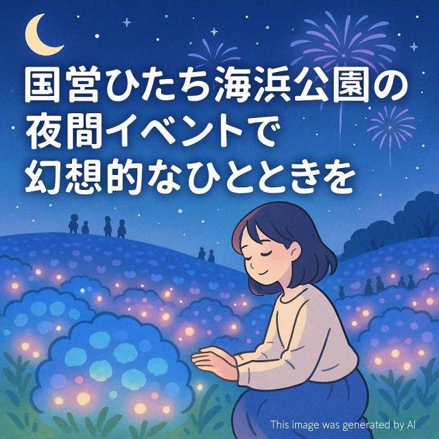 国営ひたち海浜公園の夜間イベントで幻想的なひとときを