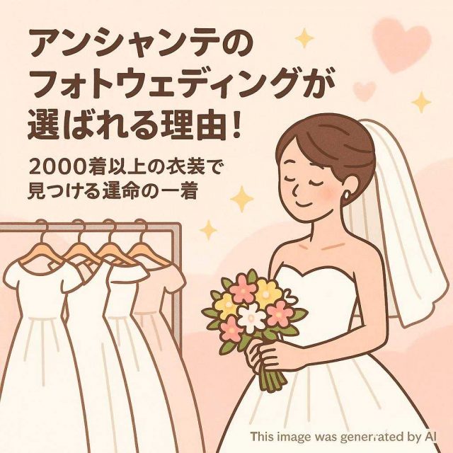 アンシャンテのフォトウェディングが選ばれる理由！2000着以上の衣装で見つける運命の一着